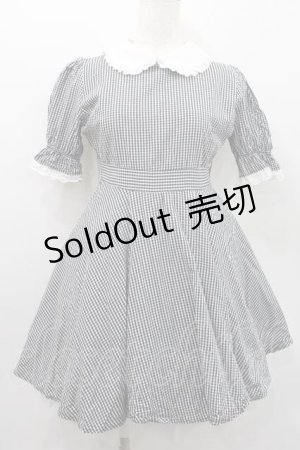画像: evelyn / コットンレース丸襟ギンガムワンピース  黒Ｘ白チェック I-26-01-10-082-LO-OP-SA-ZI