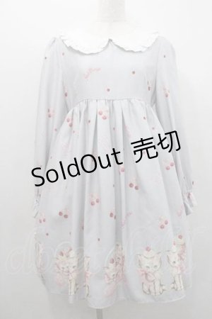 画像: Ank Rouge / MAKIコラボねこ柄ワンピース  サックス I-26-01-10-086-CA-OP-SA-ZI