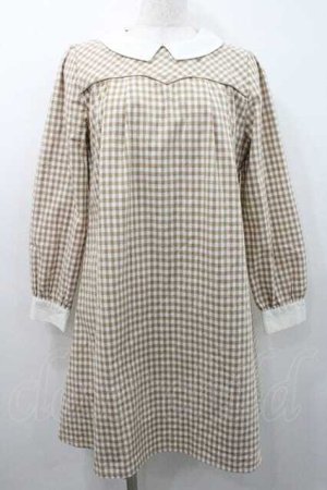 画像: Fi.n.t / チェックAラインワンピース  ブラウンＸ白 I-26-01-10-089-CA-OP-SA-ZI
