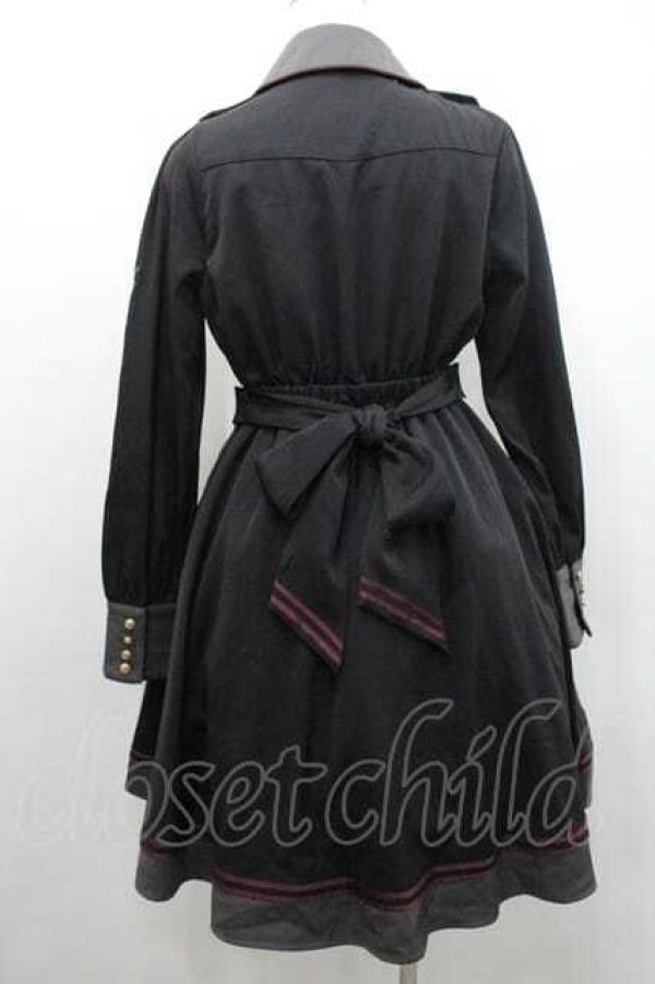 画像2: Amavel / Histoire Epeistミリタリーワンピース  黒Ｘボルドー I-26-01-10-091-CA-OP-SA-ZI (2)