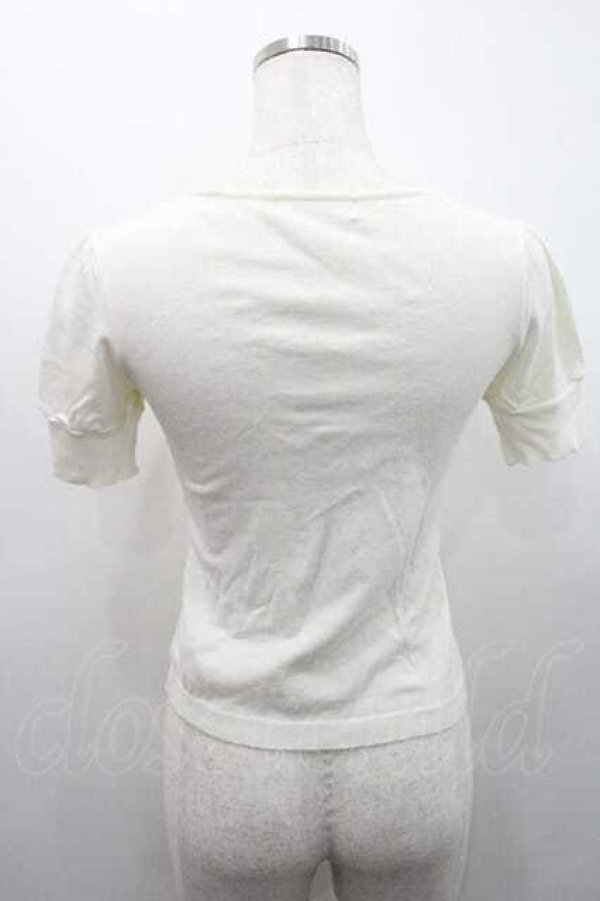 画像2: JESUS DIAMANTE / フロントリボン半袖ニットトップス  白 I-26-01-10-008-JE-TO-SA-ZI (2)