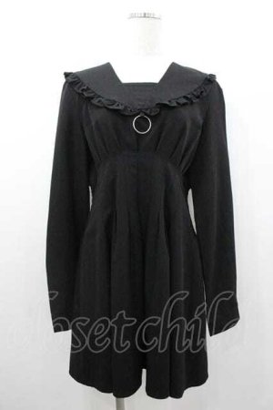 画像: Amilige / フリル襟風長袖ワンピース M 黒 I-26-01-10-096-PU-OP-SA-ZI
