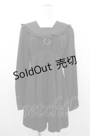 画像: Amilige / フリル襟風長袖ワンピース M 黒 I-26-01-10-096-PU-OP-SA-ZI