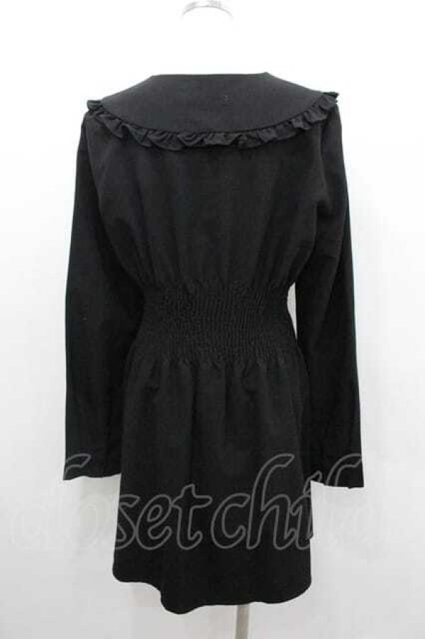 画像2: Amilige / フリル襟風長袖ワンピース M 黒 I-26-01-10-096-PU-OP-SA-ZI (2)