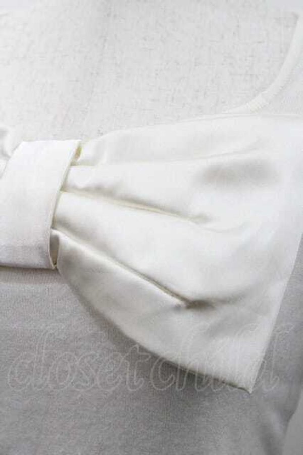 画像3: JESUS DIAMANTE / フロントリボン半袖ニットトップス  白 I-26-01-10-008-JE-TO-SA-ZI (3)