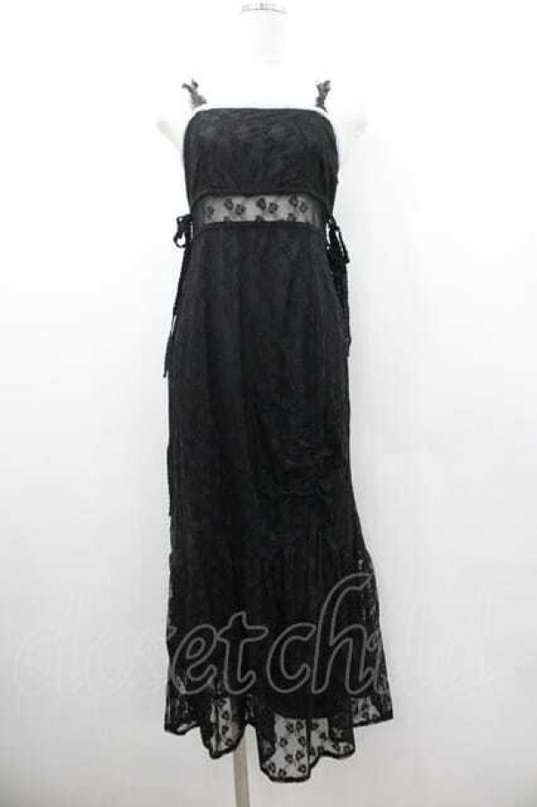 画像1: Me roir / レースロングキャミワンピース  黒ｘシルバー I-26-01-10-097-0-OP-SA-ZI (1)