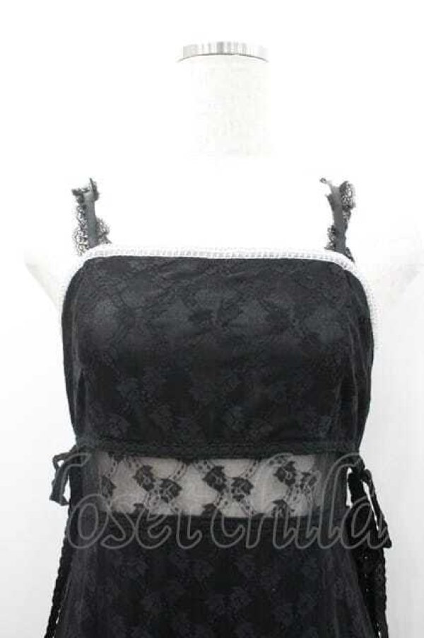 画像2: Me roir / レースロングキャミワンピース  黒ｘシルバー I-26-01-10-097-0-OP-SA-ZI (2)