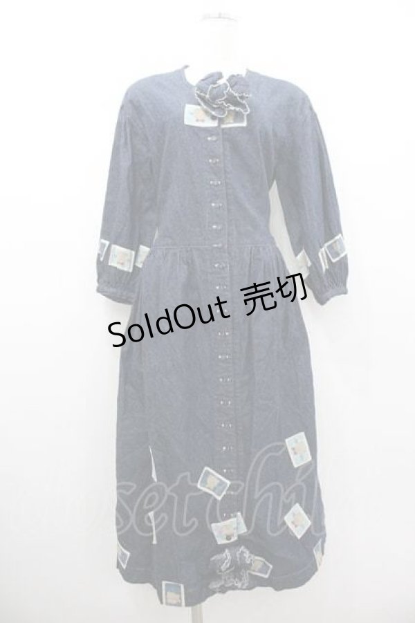 画像1: PINK HOUSE / かおくまワッペンデニムワンピース  青デニム I-26-01-10-102-LO-OP-SA-ZI (1)