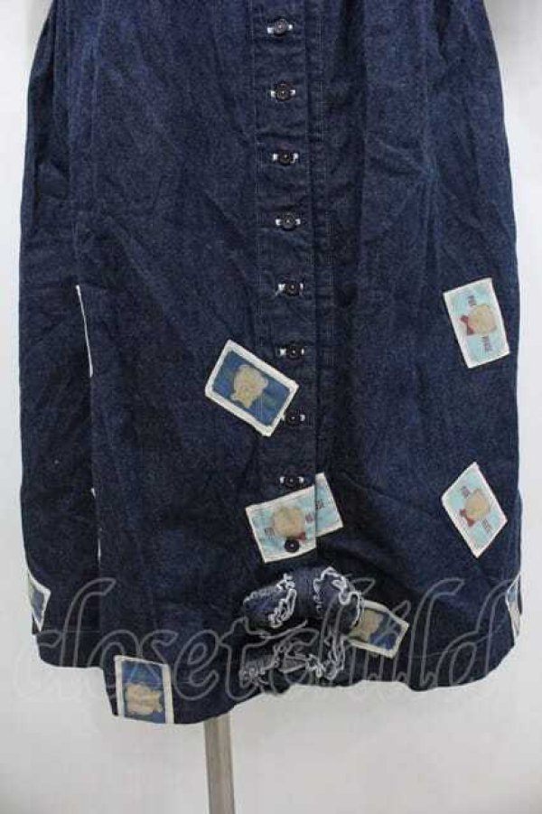 画像2: PINK HOUSE / かおくまワッペンデニムワンピース  青デニム I-26-01-10-102-LO-OP-SA-ZI (2)