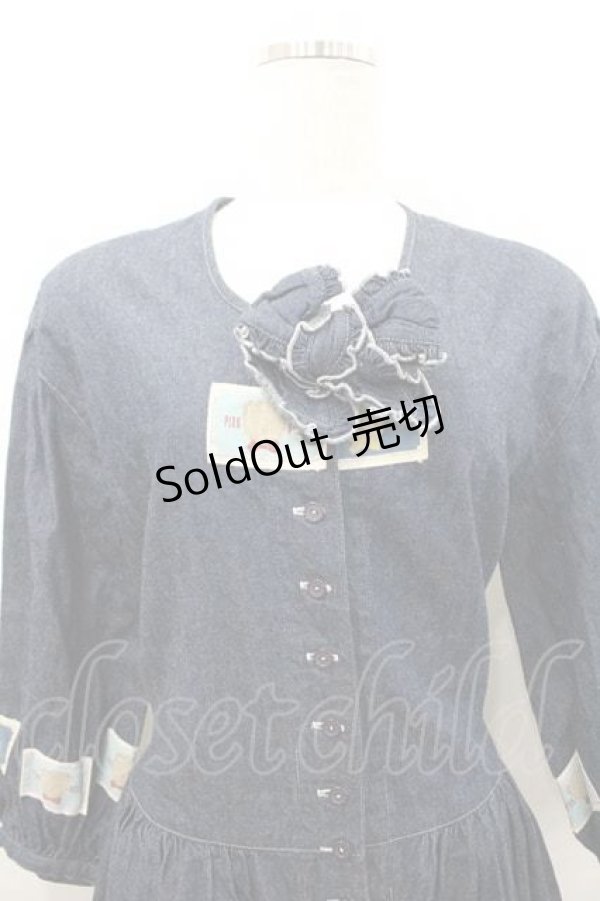 画像3: PINK HOUSE / かおくまワッペンデニムワンピース  青デニム I-26-01-10-102-LO-OP-SA-ZI (3)