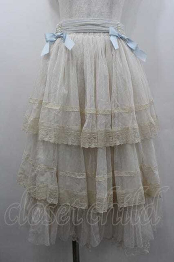 画像1: Hoshibako Works / リボンミルフィーユスカート  サックス I-26-01-10-104-LO-SK-SA-ZI (1)