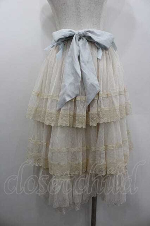 画像3: Hoshibako Works / リボンミルフィーユスカート  サックス I-26-01-10-104-LO-SK-SA-ZI (3)