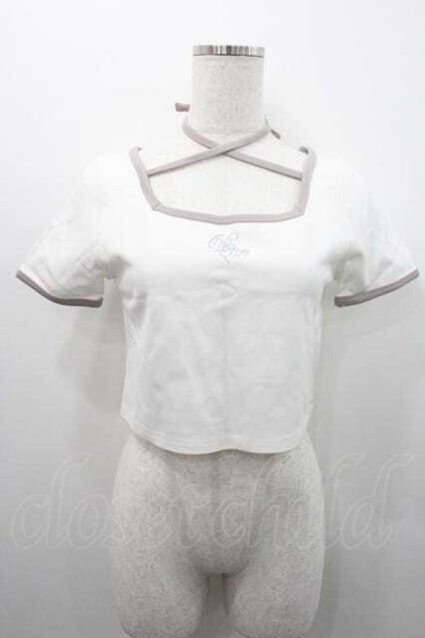 画像1: pium / ラインストイーン半袖カットソー  アイボリー I-26-01-10-009-0-TO-SA-ZI (1)