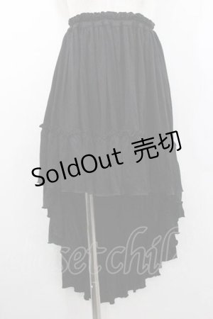 画像: MARBLE / 前短・後長ロングスカート  ブラック I-26-01-10-110-GO-SK-SA-ZI