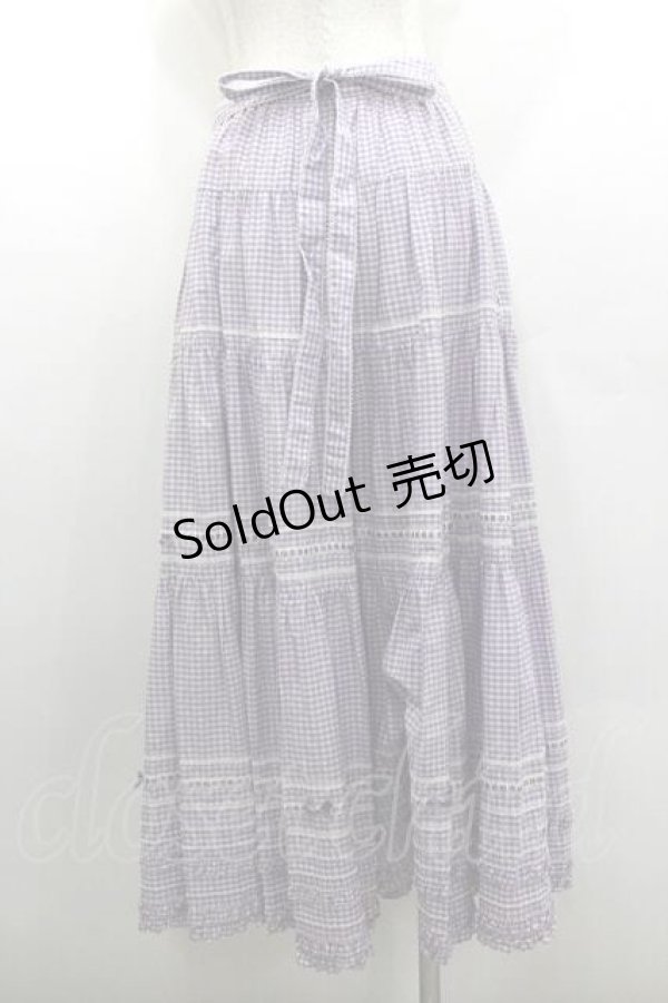 画像4: PINK HOUSE / ギンガムチェックスカート  ラベンダーＸ白チェック I-26-01-10-113-LO-BL-SA-ZI (4)