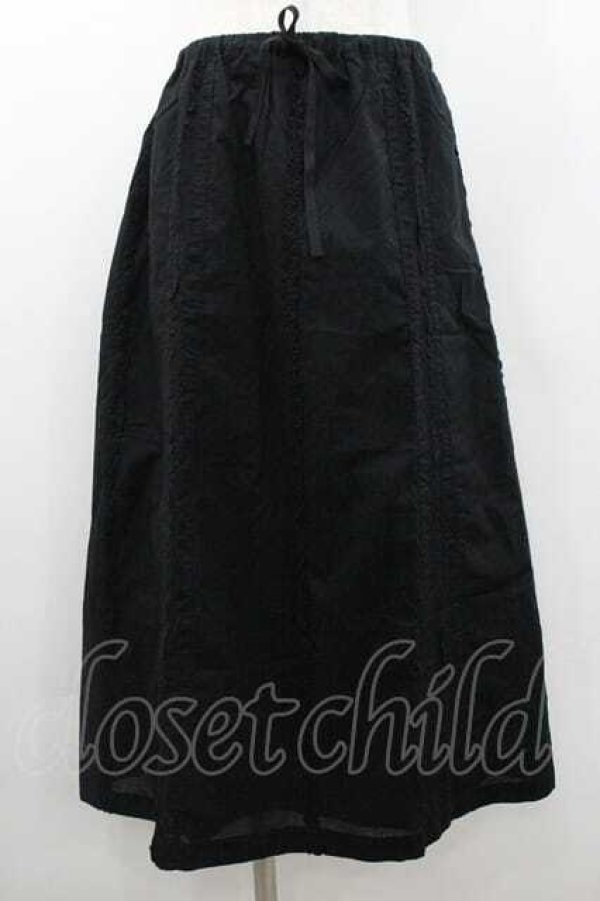 画像1: PINK HOUSE / 縦フリル&ピンタックローンスカート  ブラック I-26-01-10-114-LO-SK-SA-ZI (1)