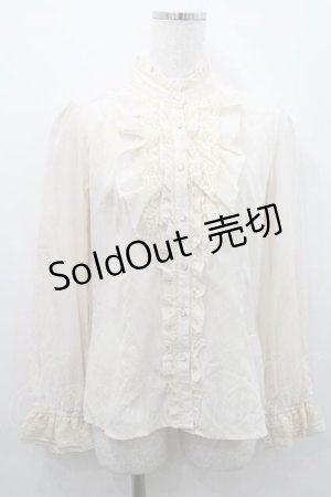 画像: axes femme / スタンドカラーバラレース長袖ブラウス M キナリ I-26-01-10-010-AX-BL-SA-ZI