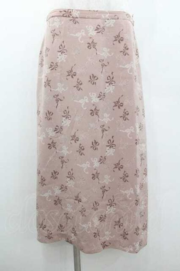 画像1: INGEBORG / リボン柄裾ボタンスカート LL ピンク I-26-01-10-115-LO-SK-SA-ZI (1)