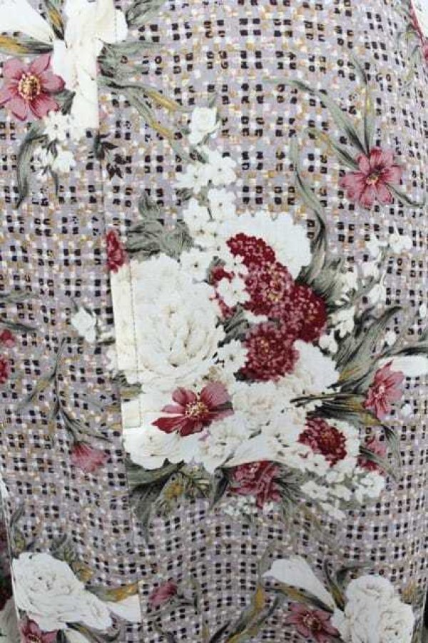 画像3: INGEBORG / チェック&ブーケ柄ポケットリボンスカート L グレー I-26-01-10-116-LO-SK-SA-ZI (3)