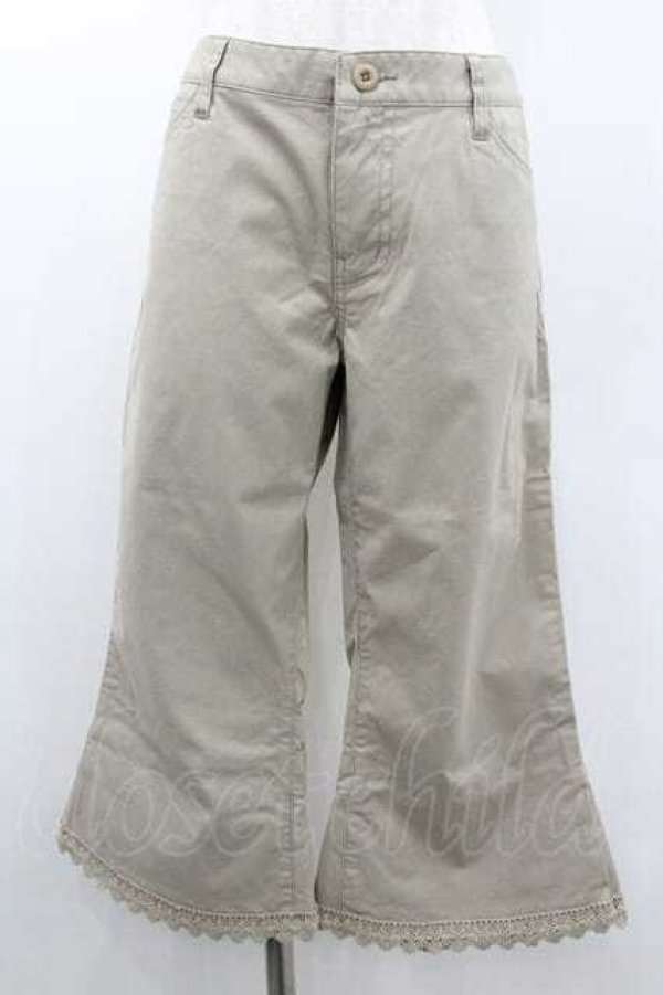 画像1: PINK HOUSE / 裾リボン&レースフリルチノパン L ベージュ I-26-01-10-123-LO-PA-SA-ZI (1)