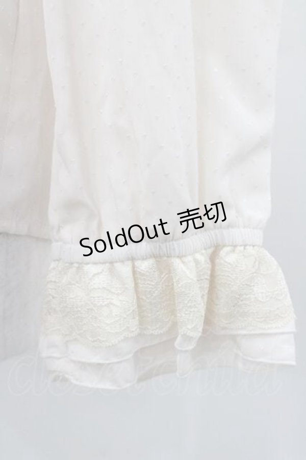 画像5: axes femme / スタンドカラーバラレース長袖ブラウス M キナリ I-26-01-10-010-AX-BL-SA-ZI (5)