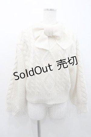 画像: F&A / ボウタイ付きケーブルニットプルオーバー  アイボリー I-26-01-10-011-LO-TO-SA-ZI