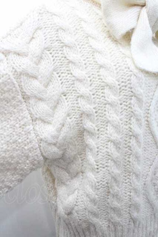 画像4: F&A / ボウタイ付きケーブルニットプルオーバー  アイボリー I-26-01-10-011-LO-TO-SA-ZI (4)