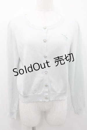 画像: Secret Honey / リボンチュールくりぬきニットカーディガン  サックス I-26-01-10-014-CA-TO-SA-ZI