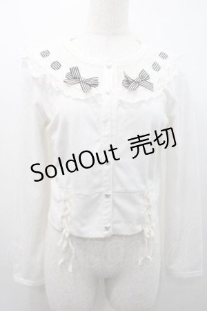 画像: LIZ LISA / ストライプリボンカーディガン  白 I-26-01-10-015-LO-TO-SA-ZI