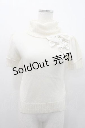 画像: JESUS DIAMANTE / パールリボンハイネックニットトップス  生成り I-26-01-10-016-JE-TO-SA-ZI