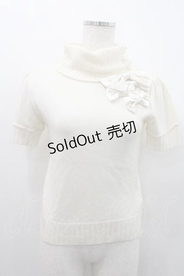 画像1: JESUS DIAMANTE / パールリボンハイネックニットトップス  生成り I-26-01-10-016-JE-TO-SA-ZI (1)