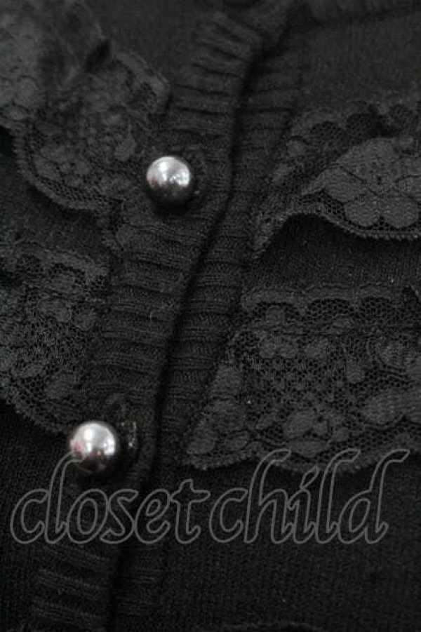 画像3: JESUS DIAMANTE / フロントレースパールボタンニットカーデ  黒 I-26-01-10-017-JE-TO-SA-ZI (3)