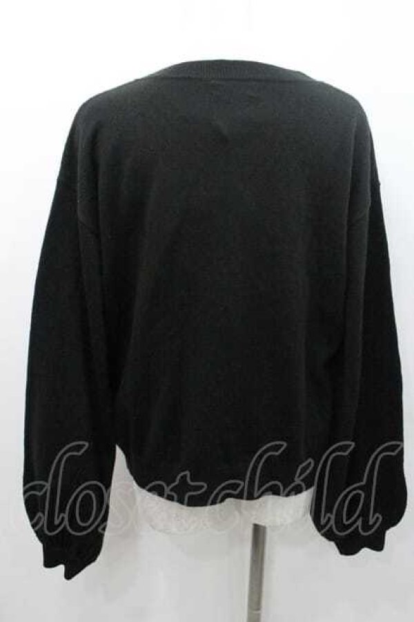 画像2: MA*RS / 編み上げリボンポケットニットカーディガン  黒 I-26-01-10-019-EL-TO-SA-ZI (2)