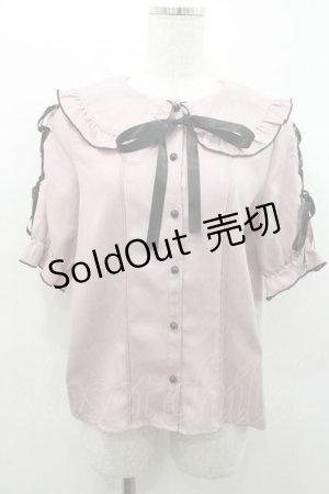 画像: MA*RS / 袖スピンドル丸襟ブラウス  ピンクＸ黒 I-26-01-10-003-EL-BL-SA-ZI