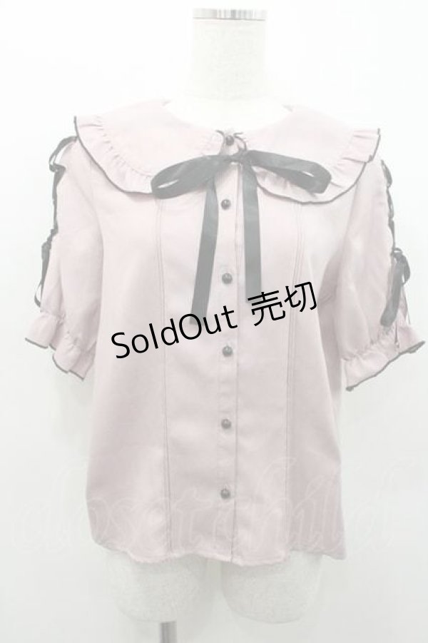 画像1: MA*RS / 袖スピンドル丸襟ブラウス  ピンクＸ黒 I-26-01-10-003-EL-BL-SA-ZI (1)