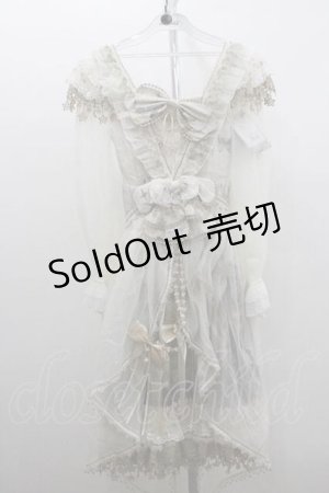 画像: Bramblerose / ウィンドウ柄カーテン風チュール重ねワンピース S アイボリー I-26-01-13-046-0-OP-SA-ZI