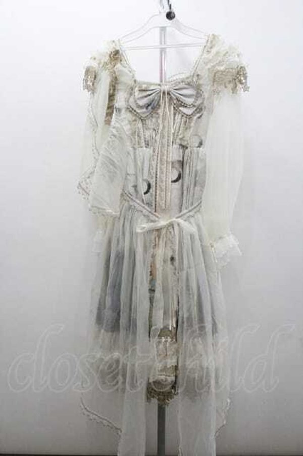 画像2: Bramblerose / ウィンドウ柄カーテン風チュール重ねワンピース S アイボリー I-26-01-13-046-0-OP-SA-ZI (2)