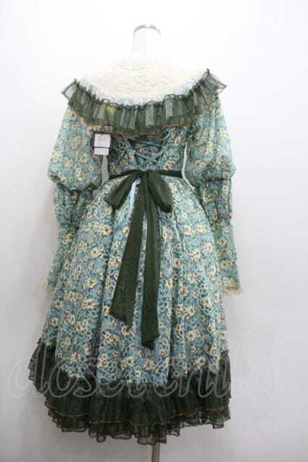 画像2: Neo-Ludwig / フラワーレースハイネックワンピース  グリーンＸ白 I-26-01-13-048-0-OP-SA-ZI (2)