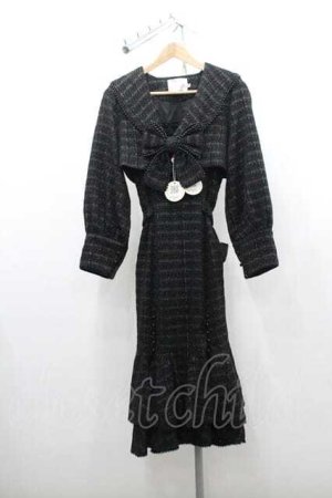 画像: miaoplus（海外ロリータブランド） / ジャガードワンピースセット M 黒Ｘゴールド I-26-01-13-050-0-OP-SA-ZI