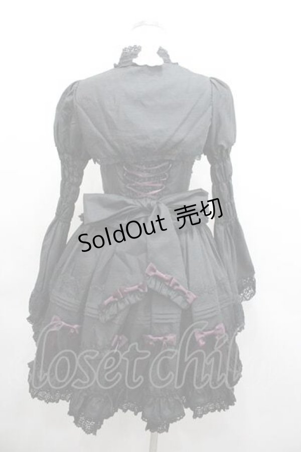 画像4: Little Bear Lolita / ショートボレロ&編み下げジャンパースカートセット  黒Ｘ紫 I-26-01-13-054-0-OP-SA-ZI (4)