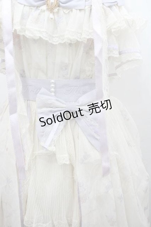 画像3: Bramblerose / リボンフラワーレースボリュームジャンパースカートセット  白ＸサックスＸラベンダー I-26-01-13-055-0-OP-SA-ZI (3)