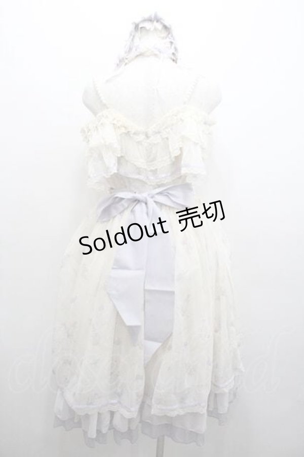 画像4: Bramblerose / リボンフラワーレースボリュームジャンパースカートセット  白ＸサックスＸラベンダー I-26-01-13-055-0-OP-SA-ZI (4)