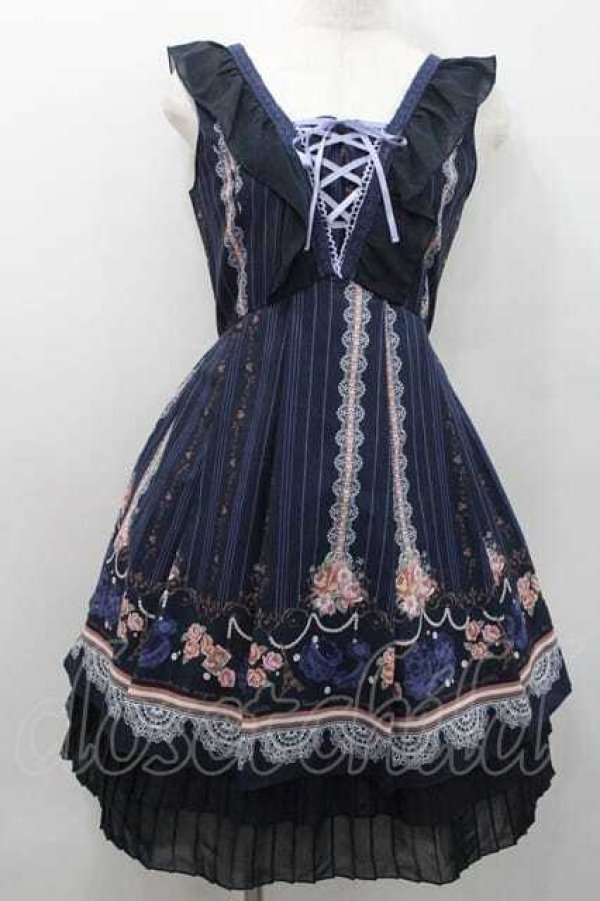 画像1: axes femme / ストライプパリメルヘン柄ワンピース  ネイビー I-26-01-13-058-AX-OP-SA-ZI (1)