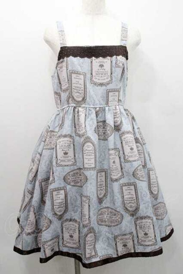 画像1: axes femme / アンティークラベルptワンピース  サックスＸピンク I-26-01-13-059-AX-OP-SA-ZI (1)