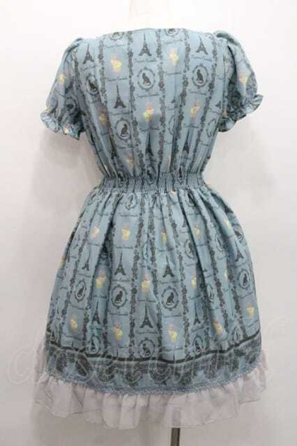 画像2: axes femme / Paris柄ワンピース  青 I-26-01-13-060-AX-OP-SA-ZI (2)