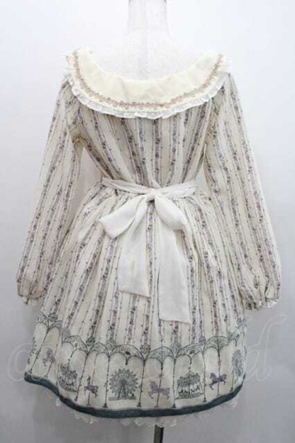 画像2: axes femme / オフショル遊園地柄ワンピース Ｍ 生成り I-26-01-13-062-AX-OP-TE-ZI (2)