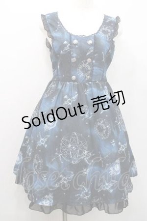画像: axes femme / 天体柄Wボタン使いワンピース Ｍ ネイビー I-26-01-13-065-AX-OP-TE-ZI