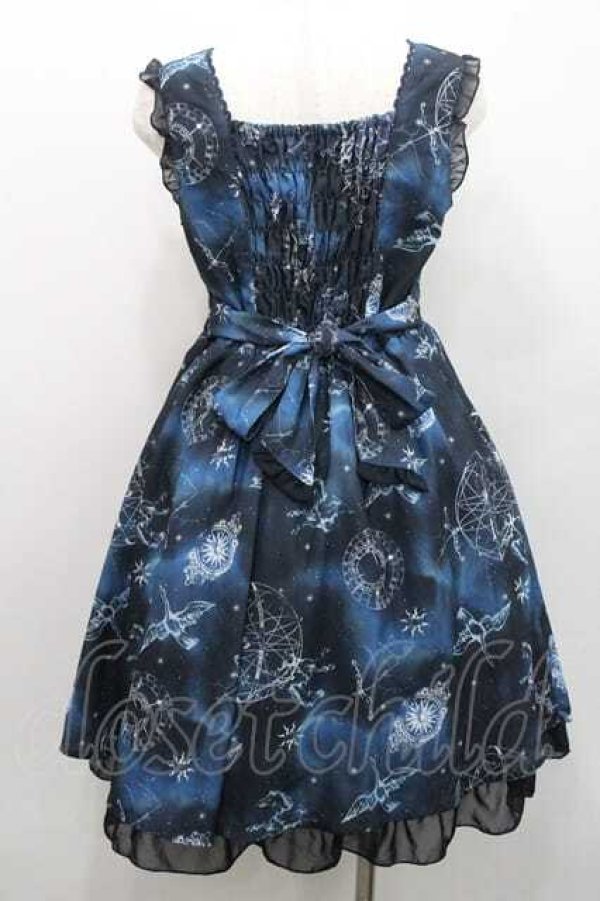 画像2: axes femme / 天体柄Wボタン使いワンピース Ｍ ネイビー I-26-01-13-065-AX-OP-TE-ZI (2)