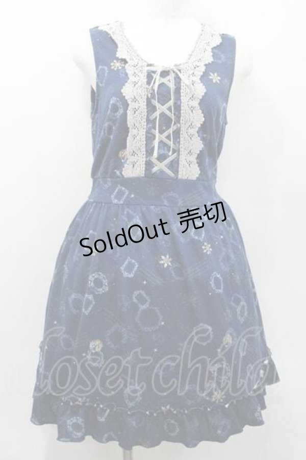 画像1: axes femme / オーナメント柄チュニック Ｍ ネイビー I-26-01-13-066-AX-OP-TE-ZI (1)