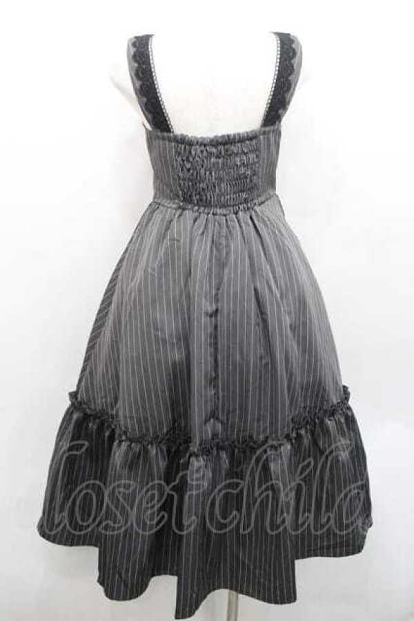 画像2: m petit by misako / TT*AOKストライプジャンパースカート S 濃灰 I-26-01-13-069-LO-OP-SA-ZI (2)